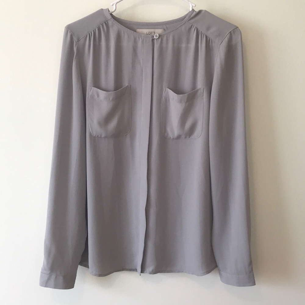 GREY BUTTON DOWN BLOUSE